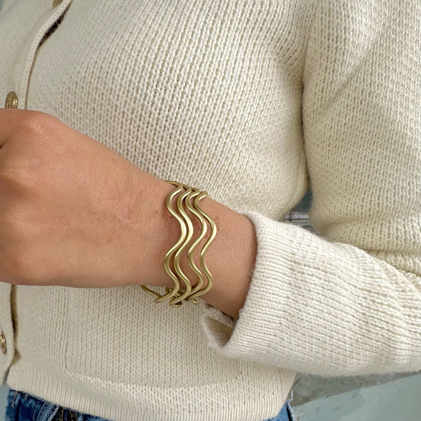 Wavy Handmade Brass Bangle