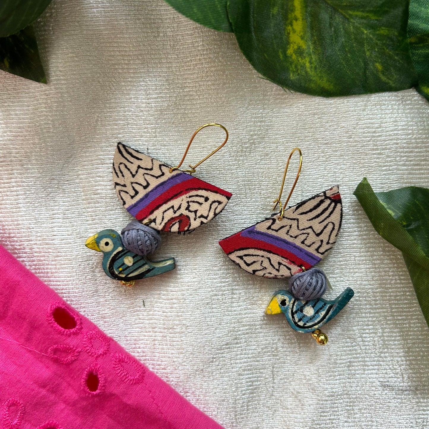 Kiwi Fabric Earrings