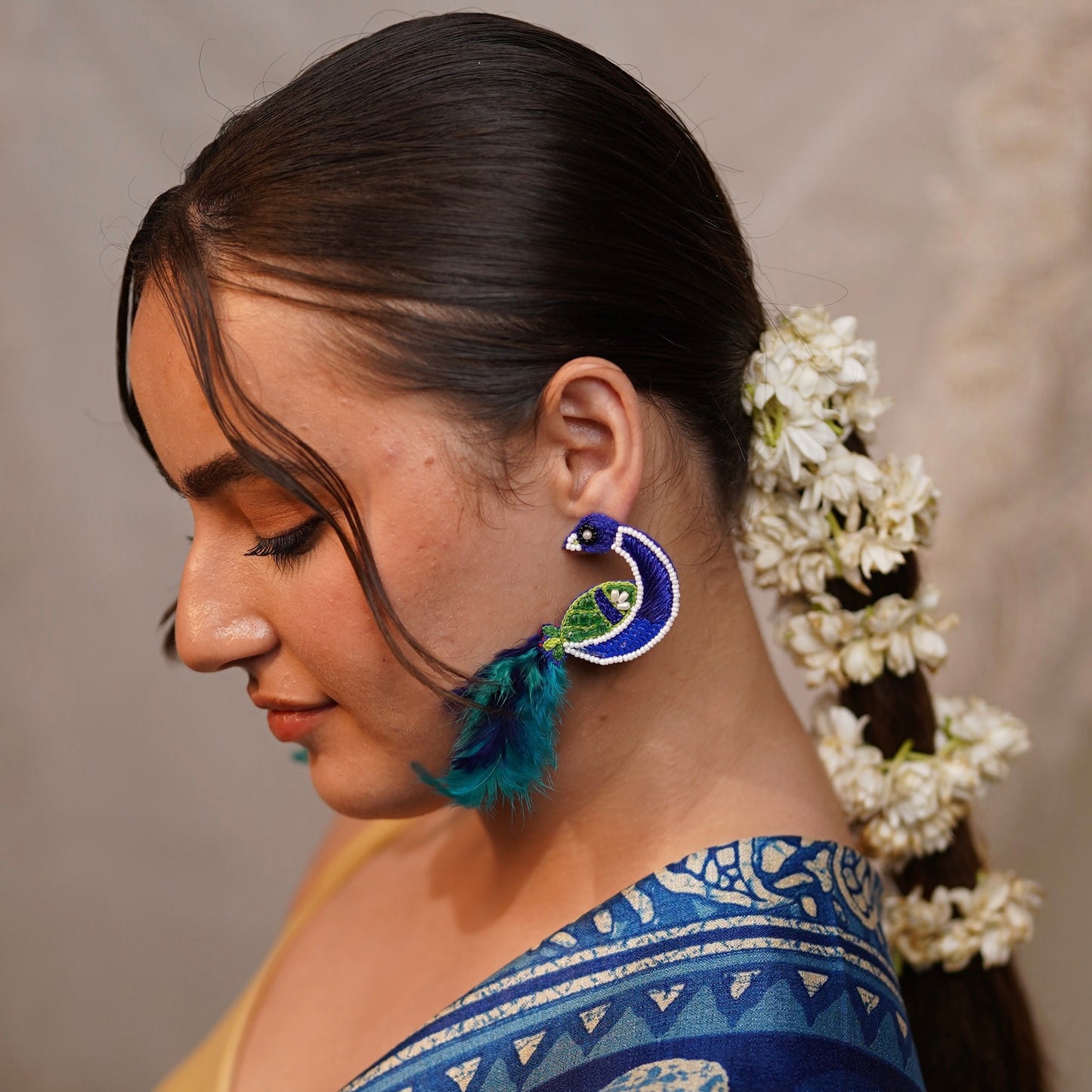 Morni Banke Blue Handmade Beaded Earrings