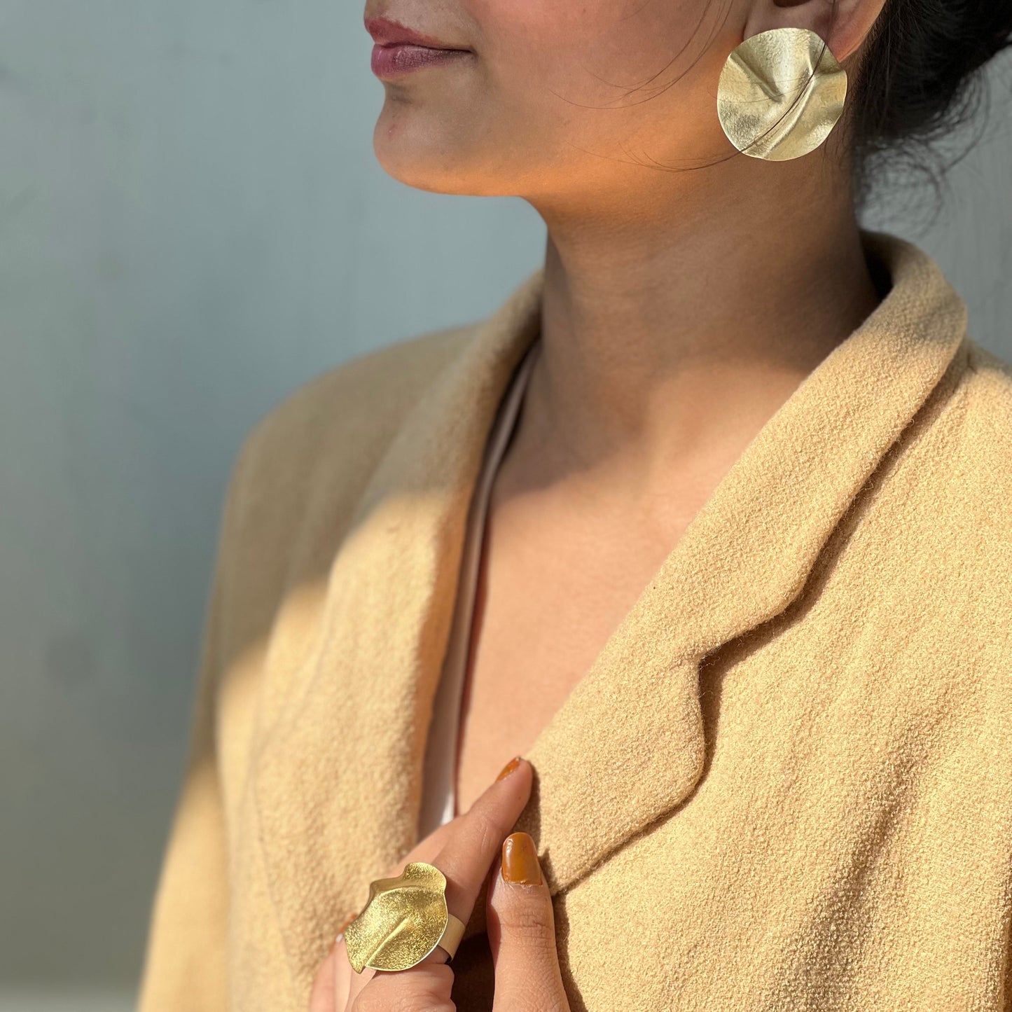 Freya Handmade Brass Ring & Earrings Combo