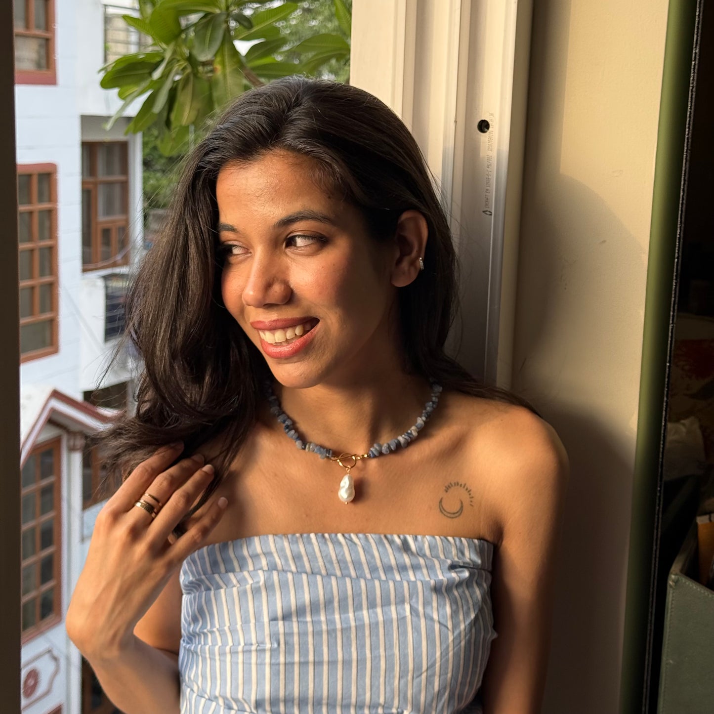 Lilac Pearl Drop Neckpiece