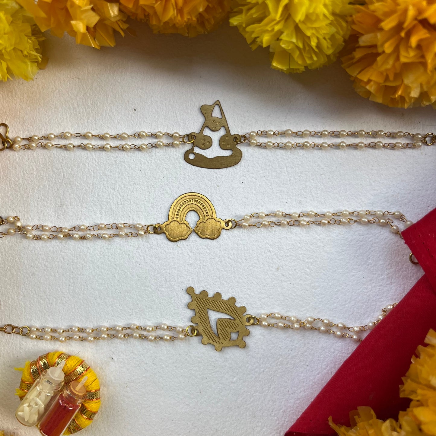 Brass Rakhi Combo of 3