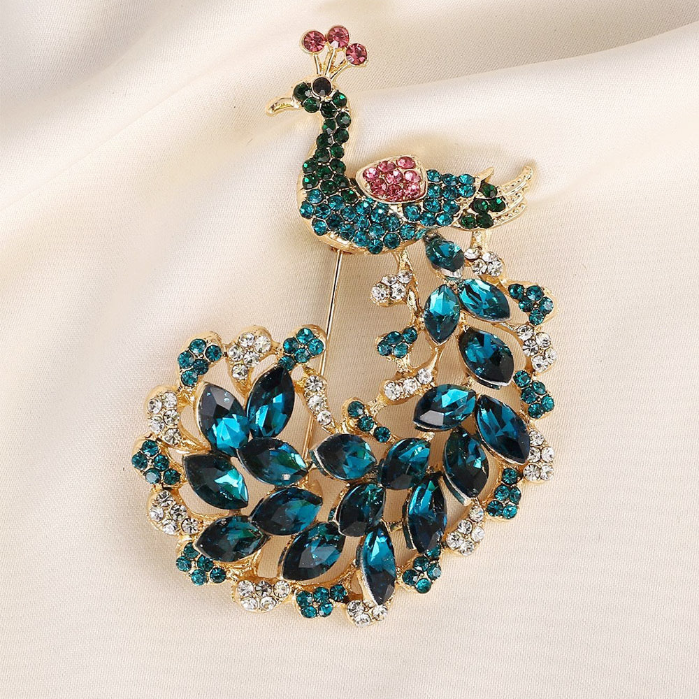 Peacock Jewel Metal Brooch