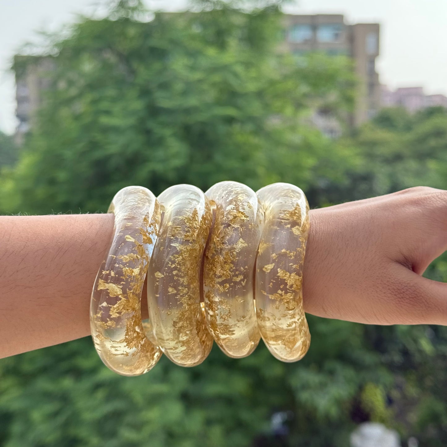 Gold Foil Resin Bangle (Single)