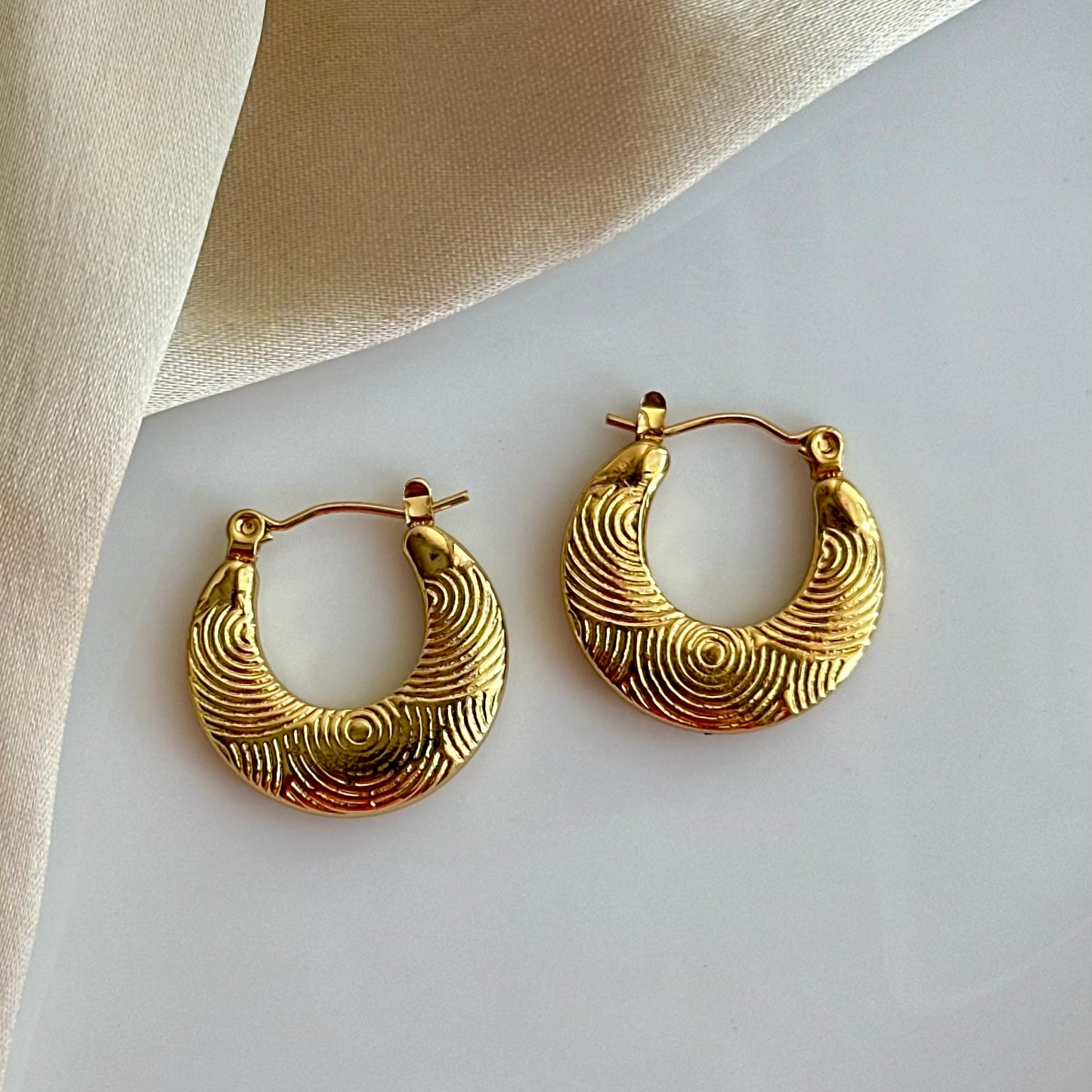 Boho Glam Gold Plated Metal Hoops