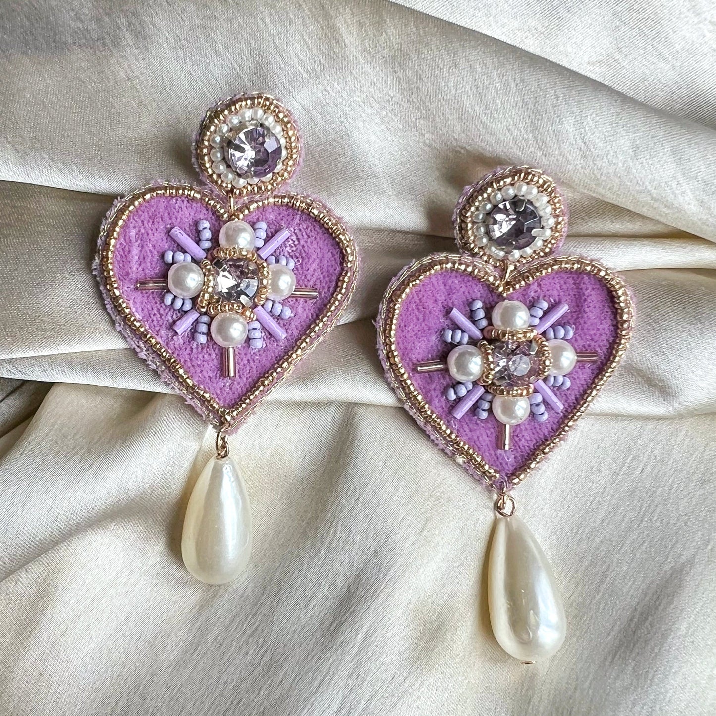 Shakespeare Heart Handmade Beaded Earrings