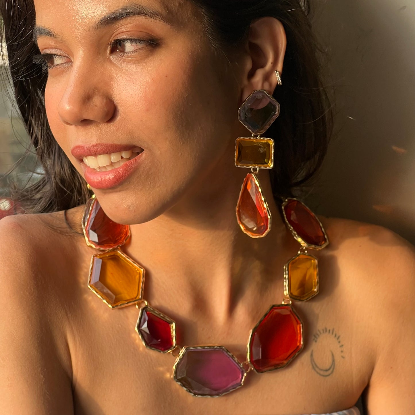 Pop Parade Alloy inlay Resin (Necklace + Earrings)