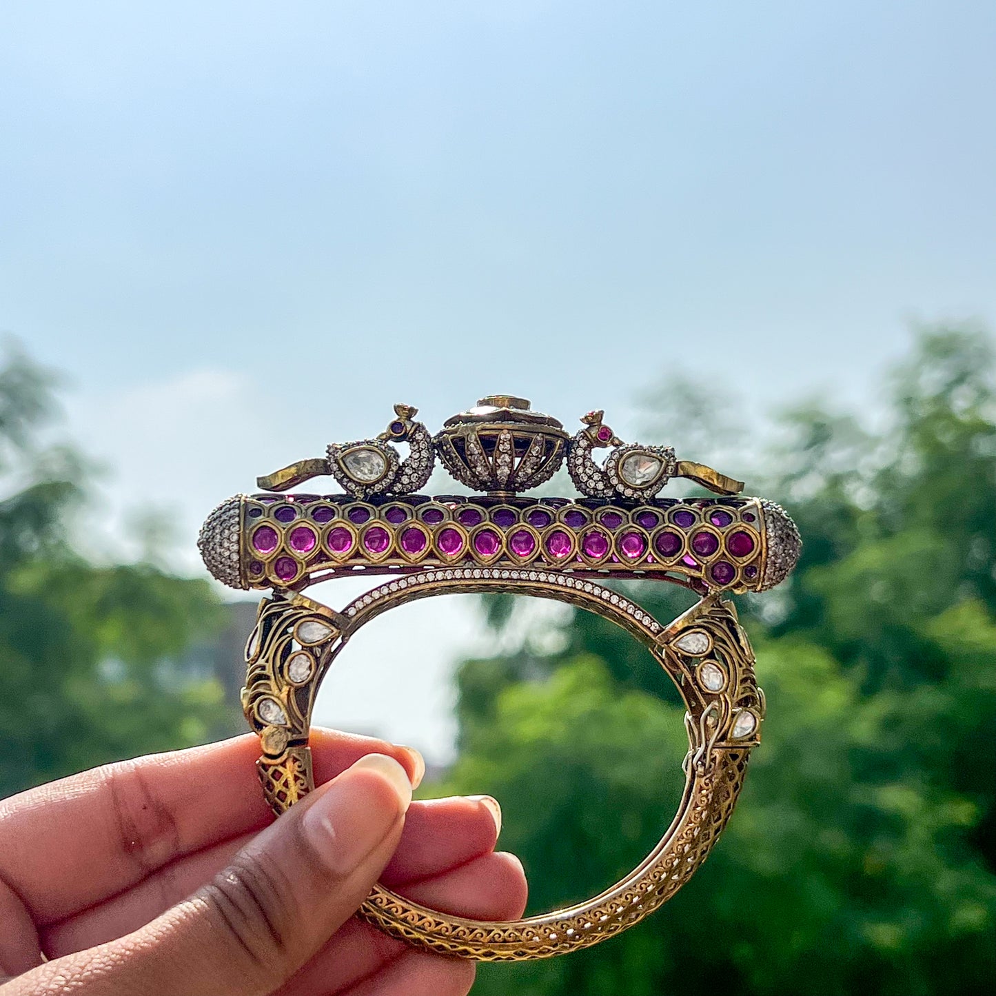 Royal Peacock Handcrafted Kundan Kada