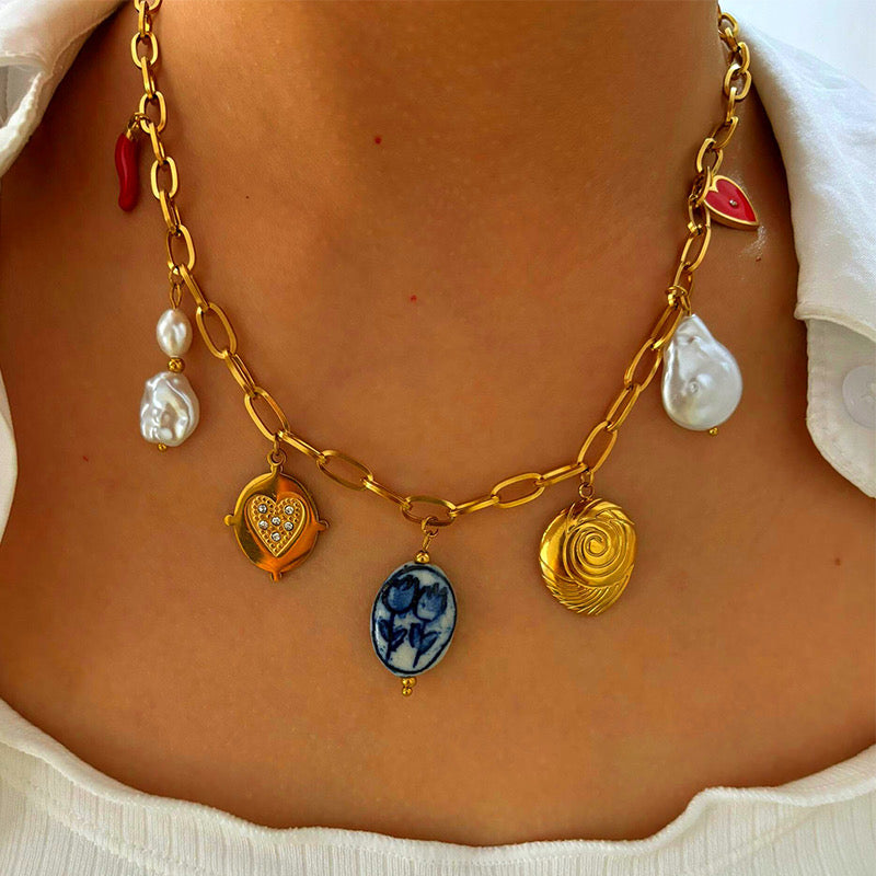 Spice & Sea Charm 18K Gold-Plated Necklace