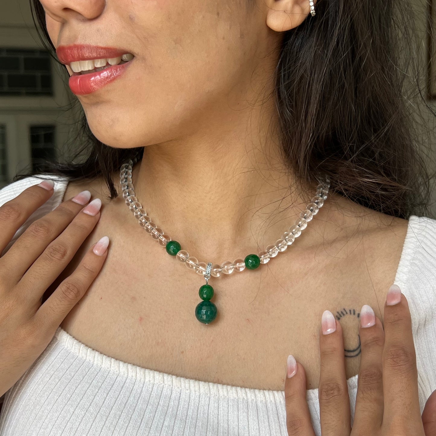 Verdant Glow Crystal Necklace