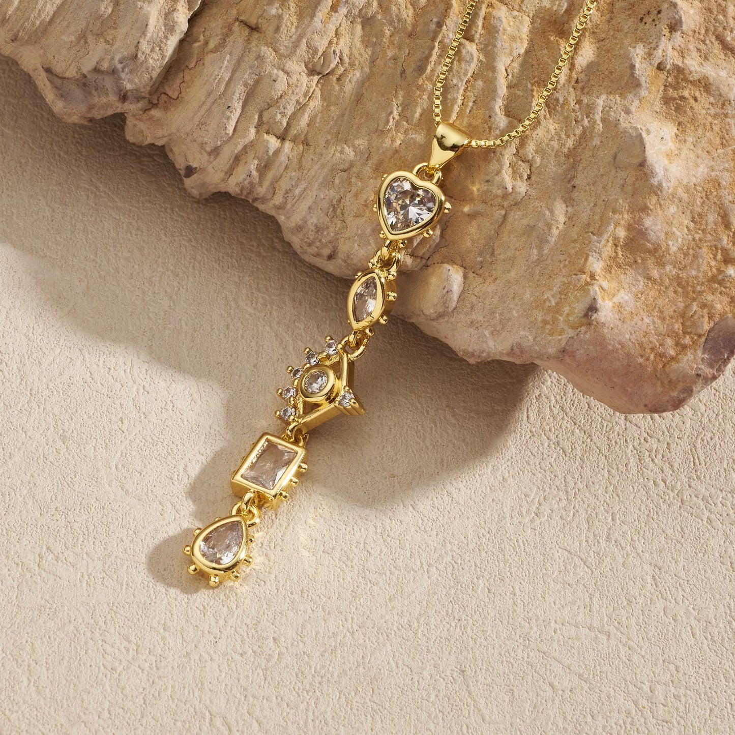 Gilded Gemstone Cascade Necklace