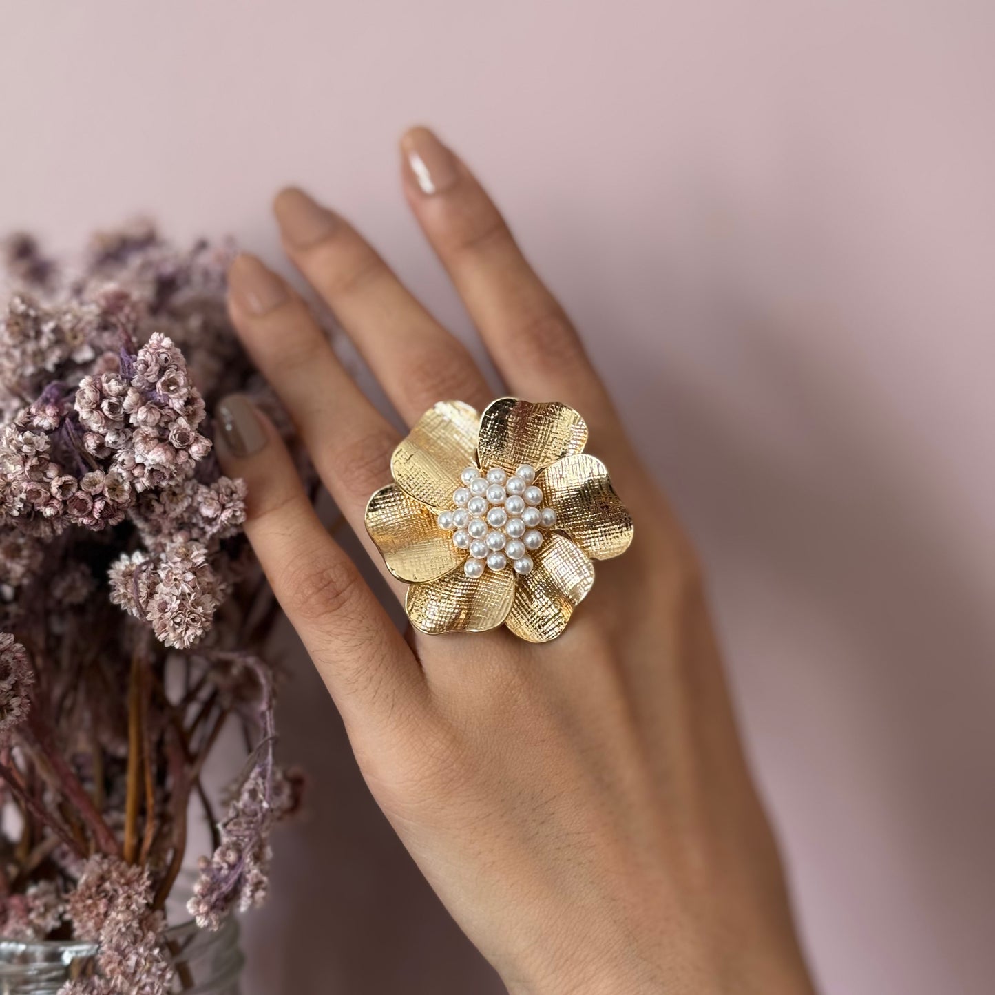 Golden Bloom Statement Ring
