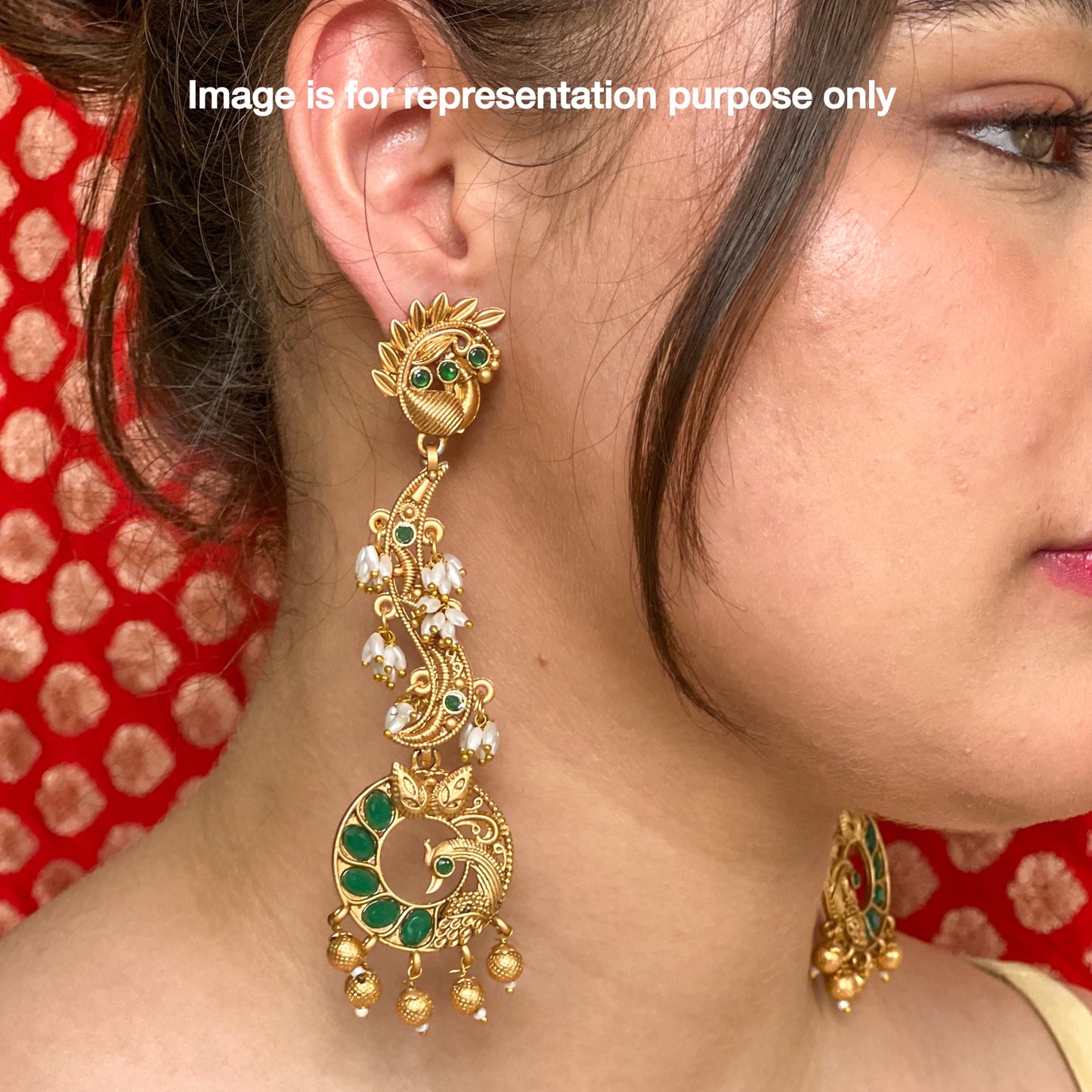 Rasika Red Temple Earrings