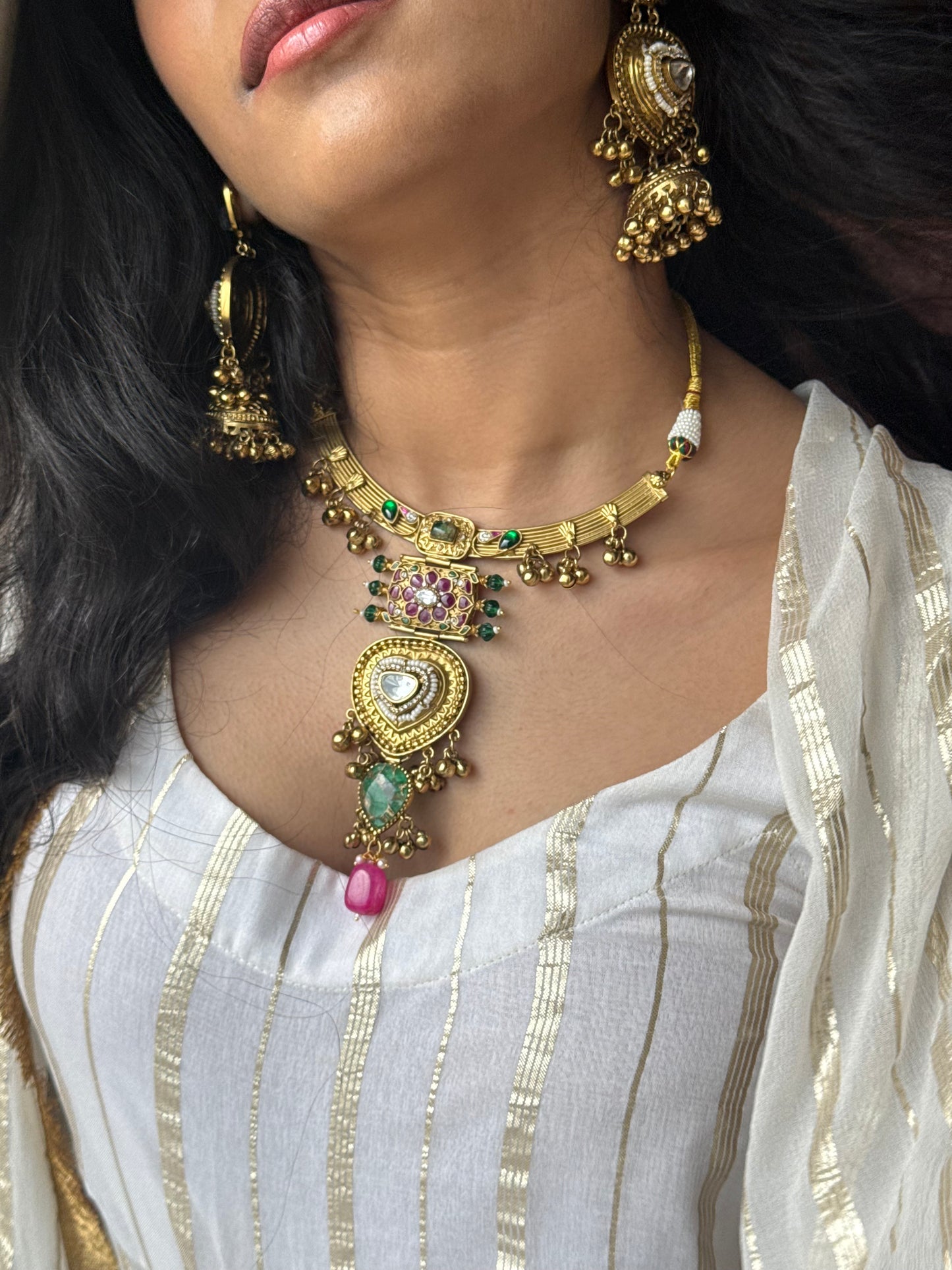 Dilbara Multicolour Brass Necklace Set