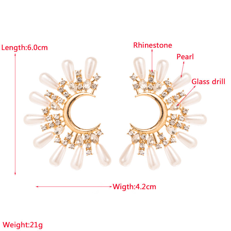 Celeste Pearl & Rhinestone Metal Studs