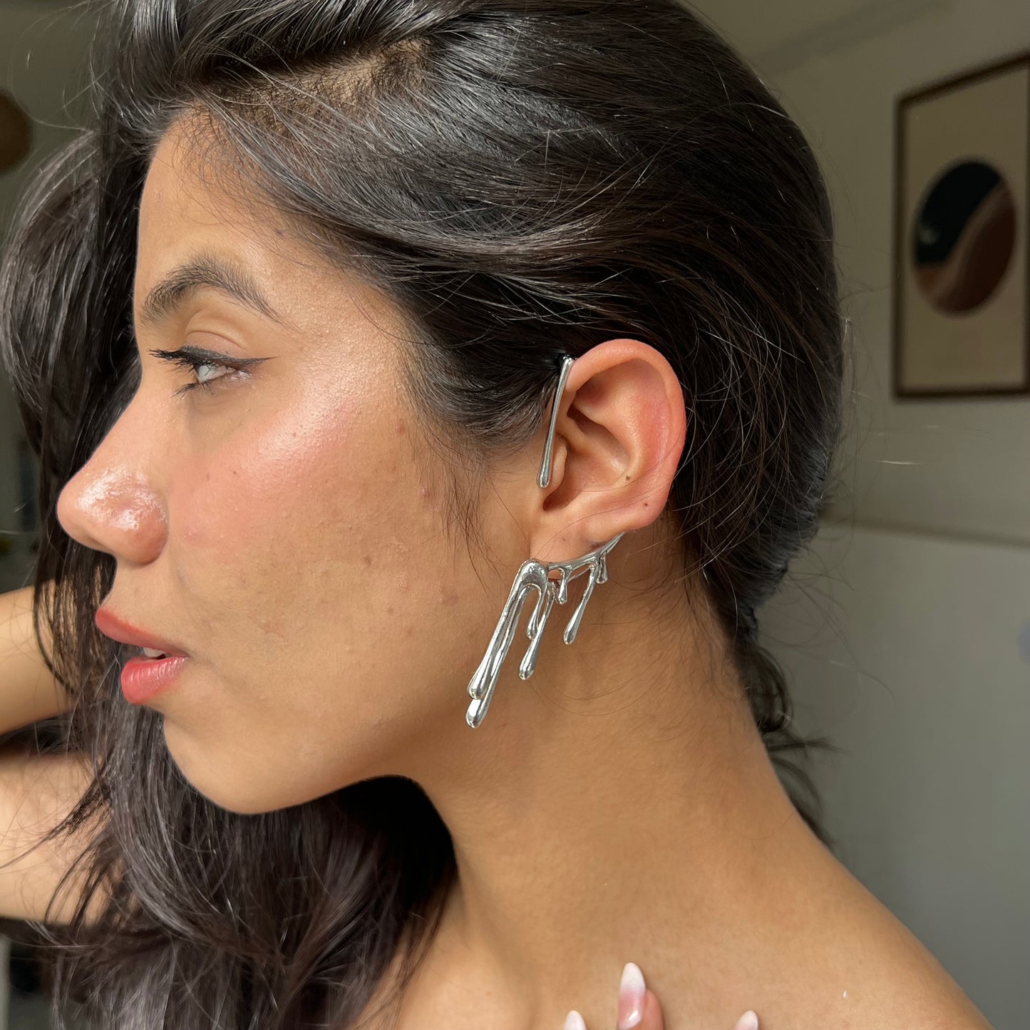 Molten Silver One-Side Ear Cuff