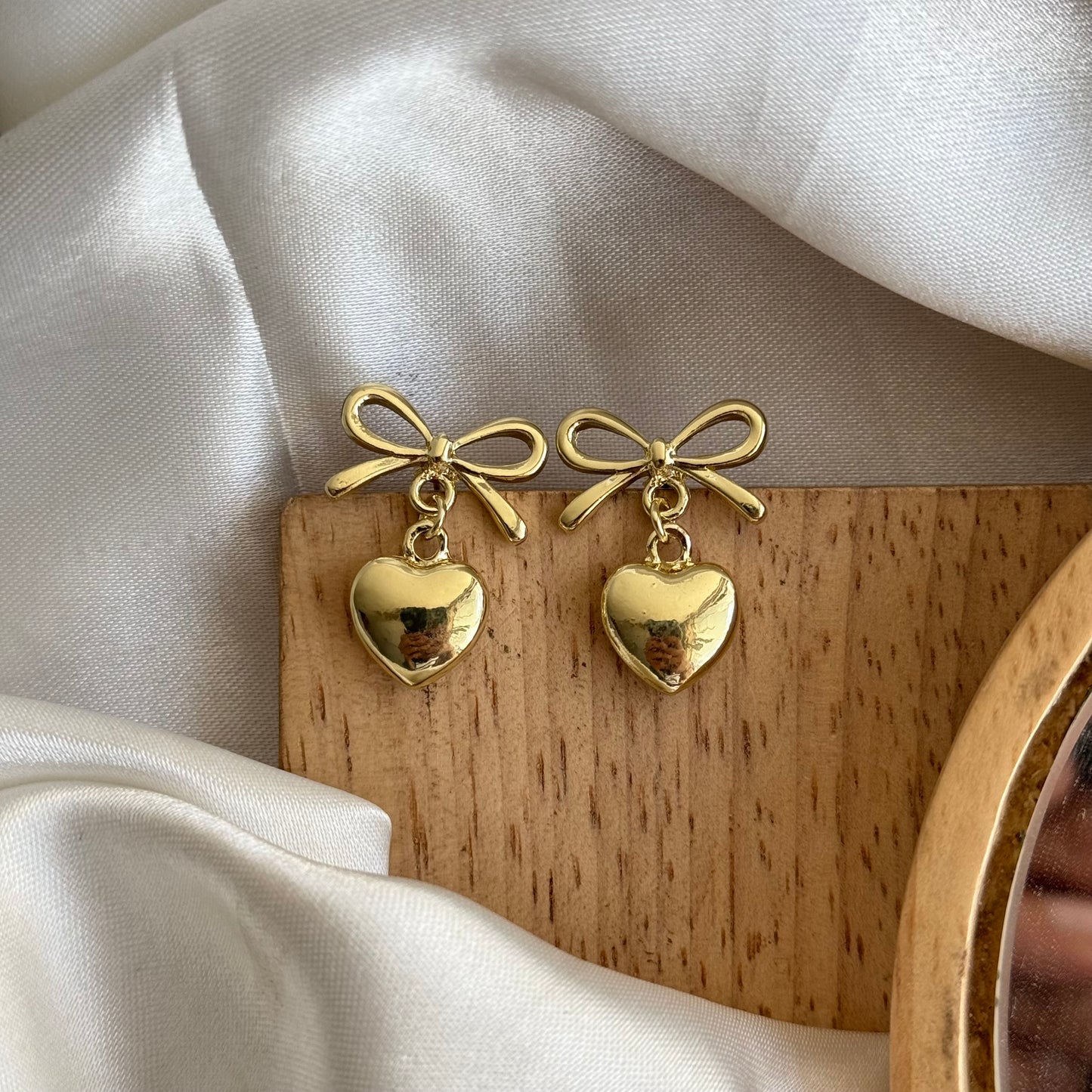 Bow Heart Alloy Drop Earring