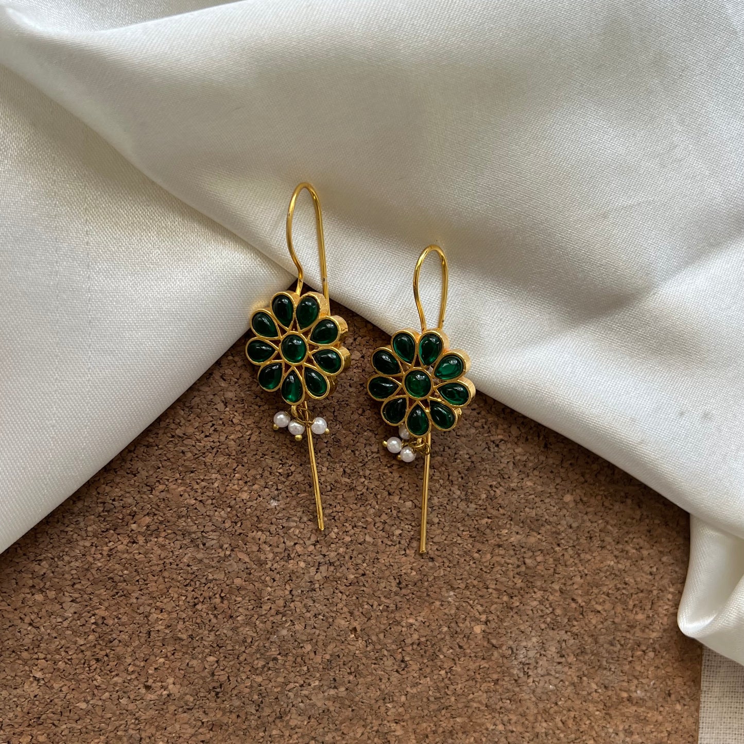 Aaranya Handmade Brass Floral Ear Cuffs