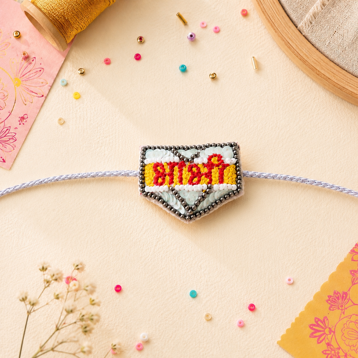 Bro Bhabhi Handmade Beaded Rakhi