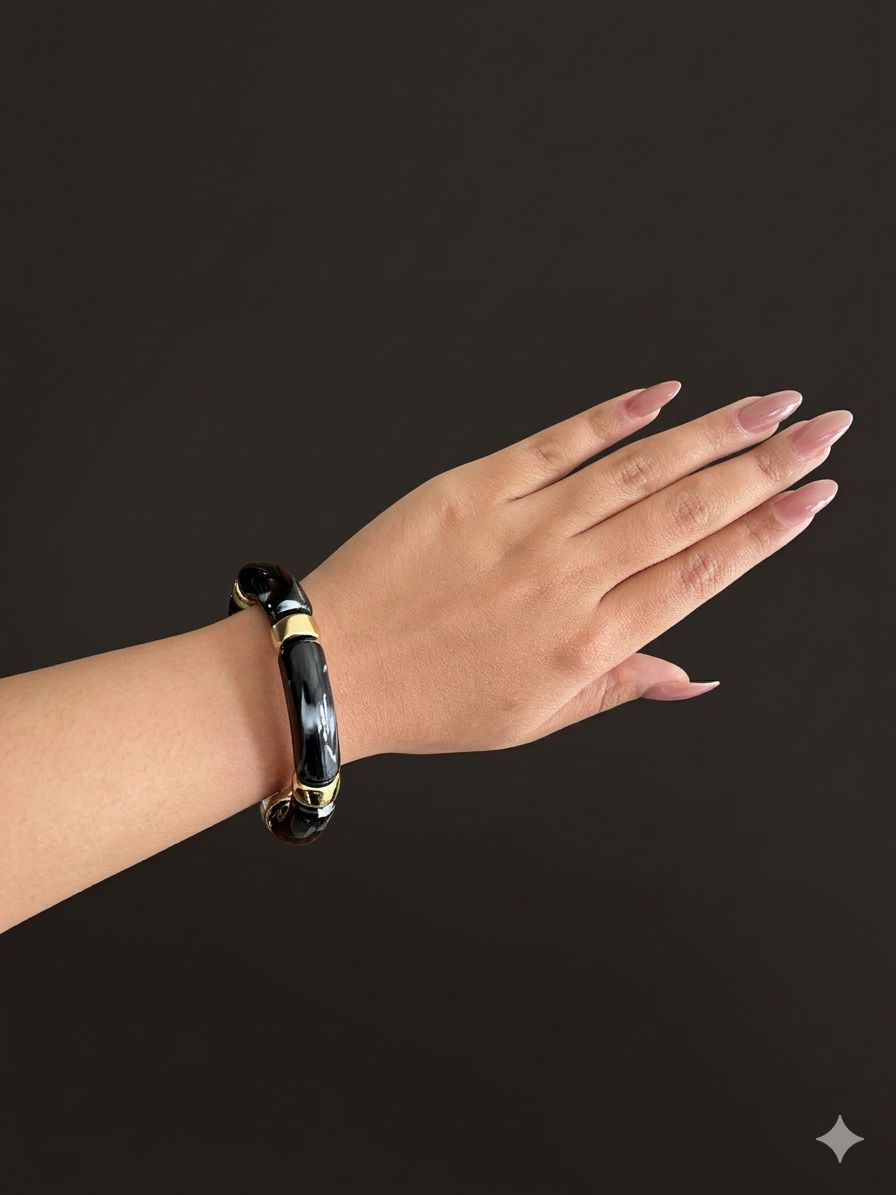 Black Viral Retro Acrylic Bracelet Set