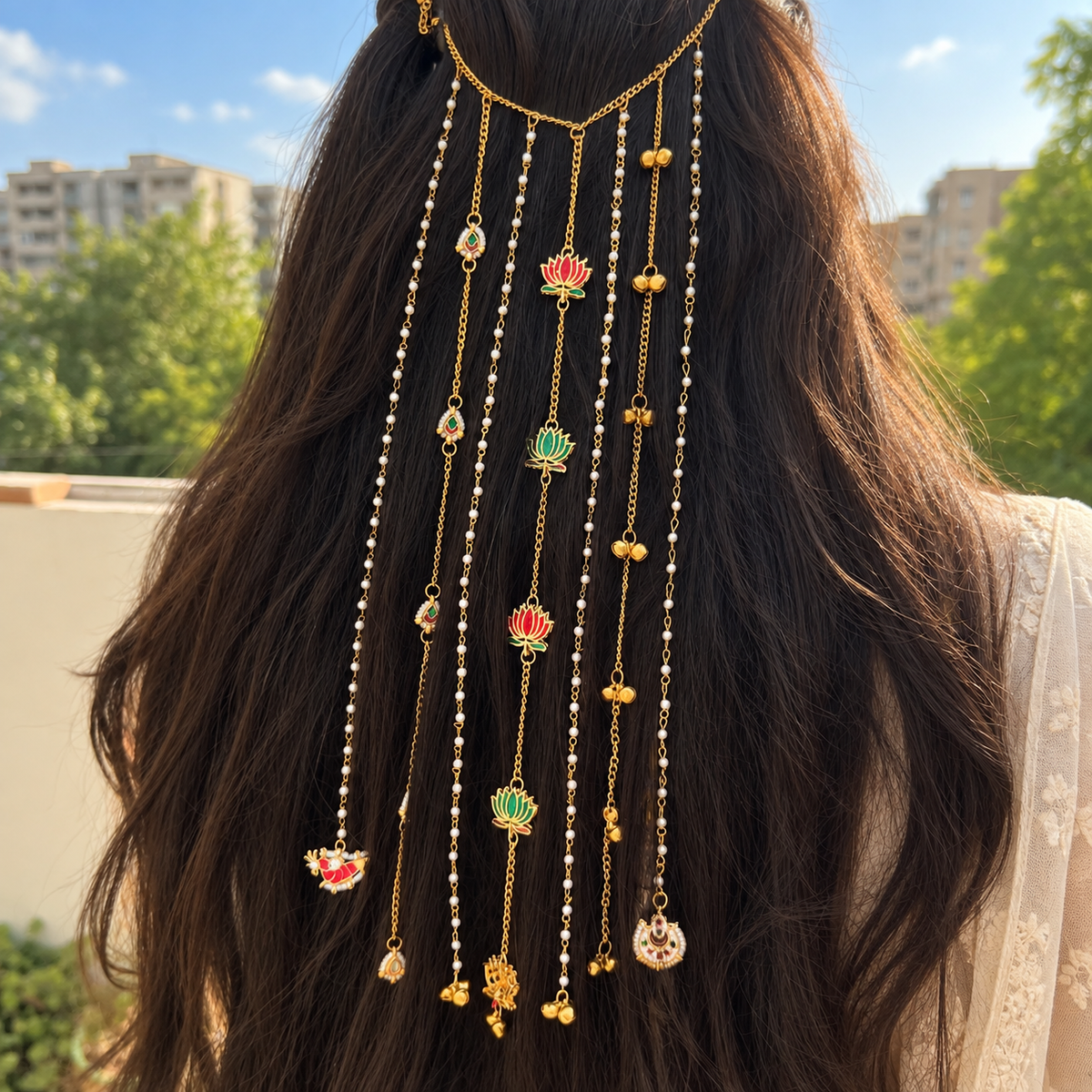 Lotus Charm Hair Chain