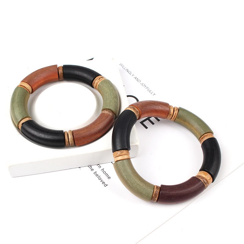 Earthly Wooden Bead Bracelet (Single)
