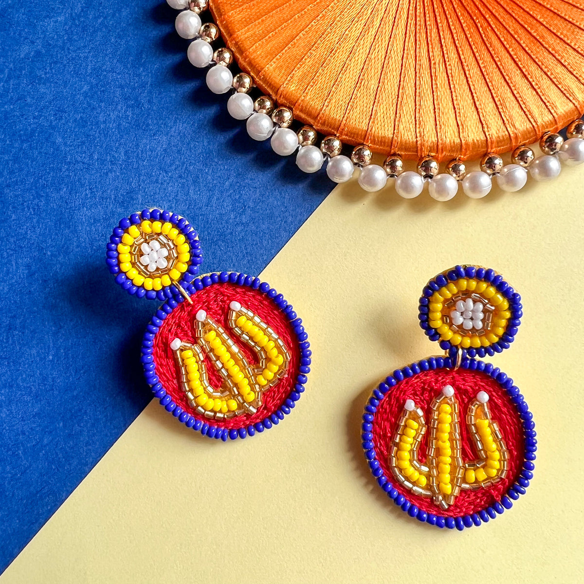 Devi Trishul Handmade Beaded Earings