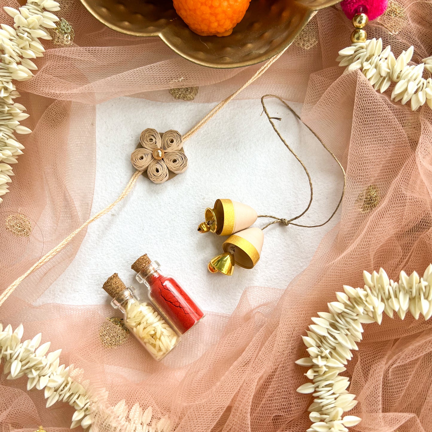 Sandhya Blossom Rakhi-Beige