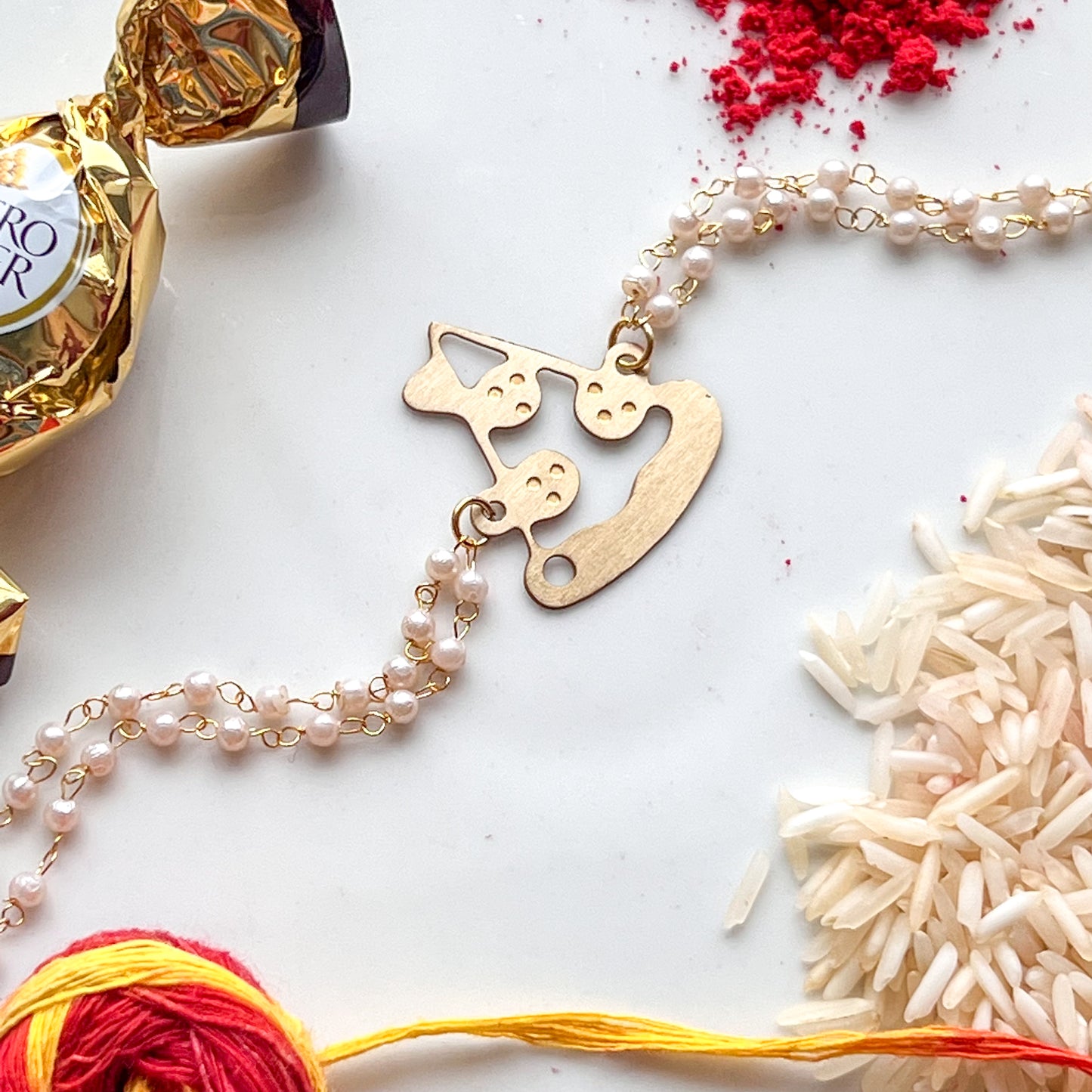 Pizza Pearl Brass Bracelet