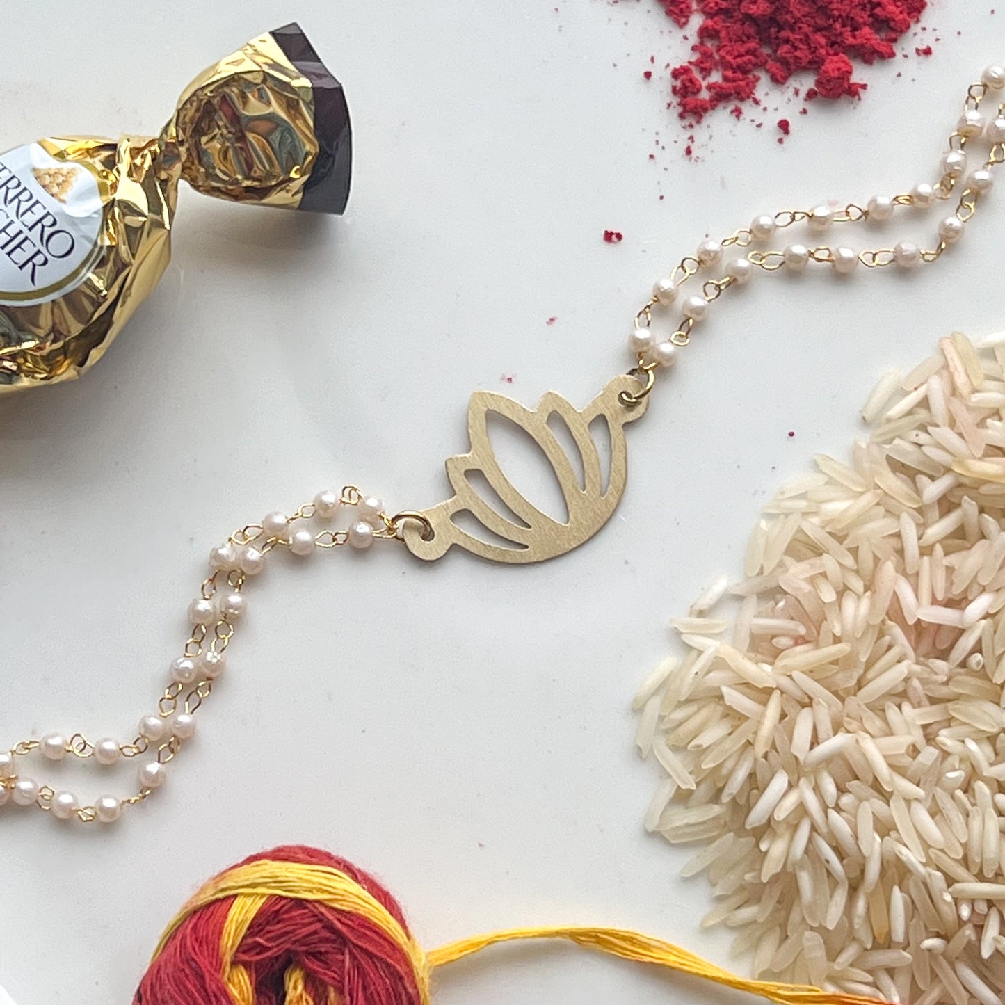 Lotus Pearl Brass Bracelet