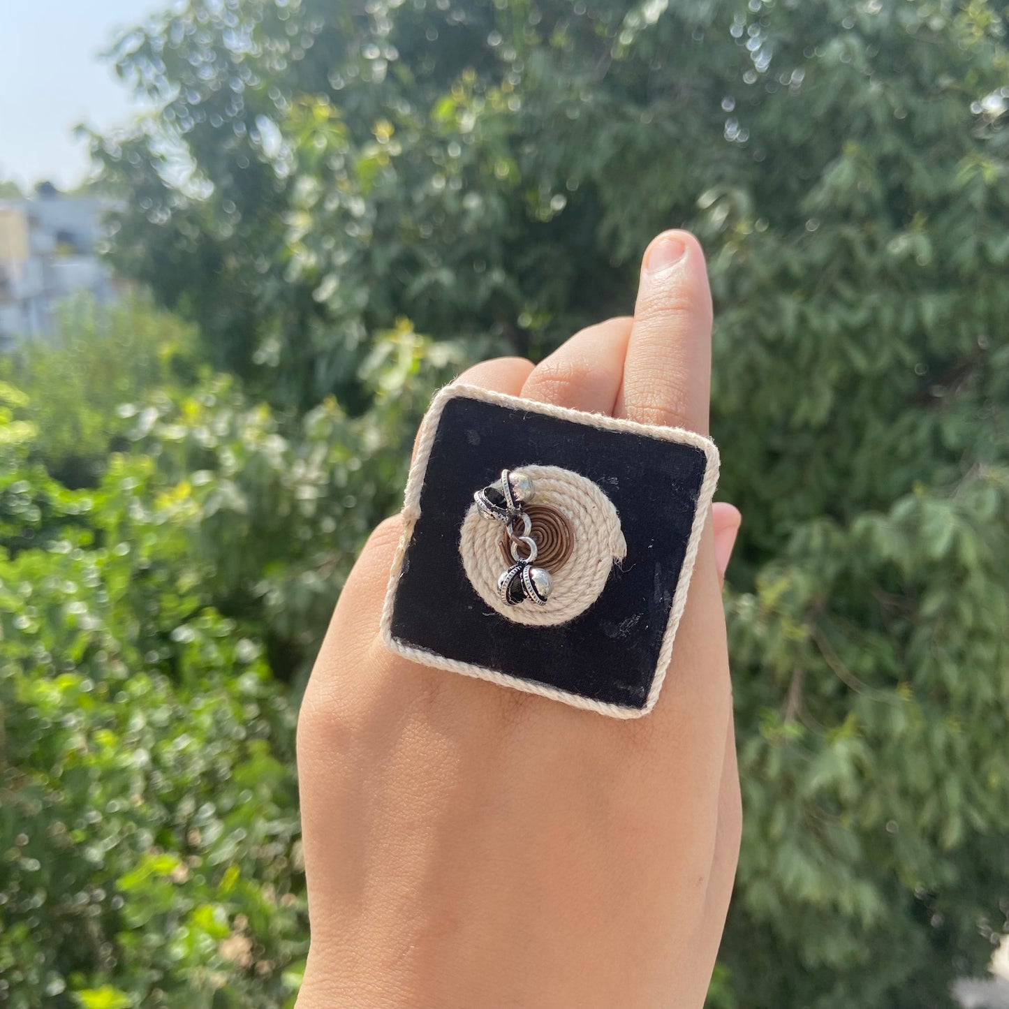 Chaukor Fabric Ring (Black)