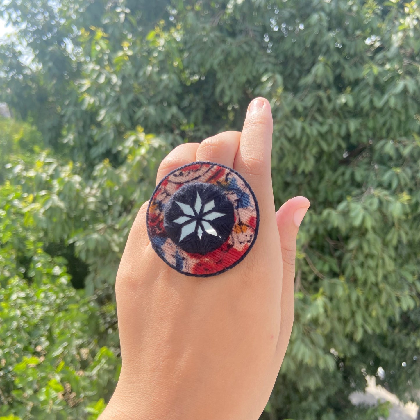 Phool Fabric Ring (Black)