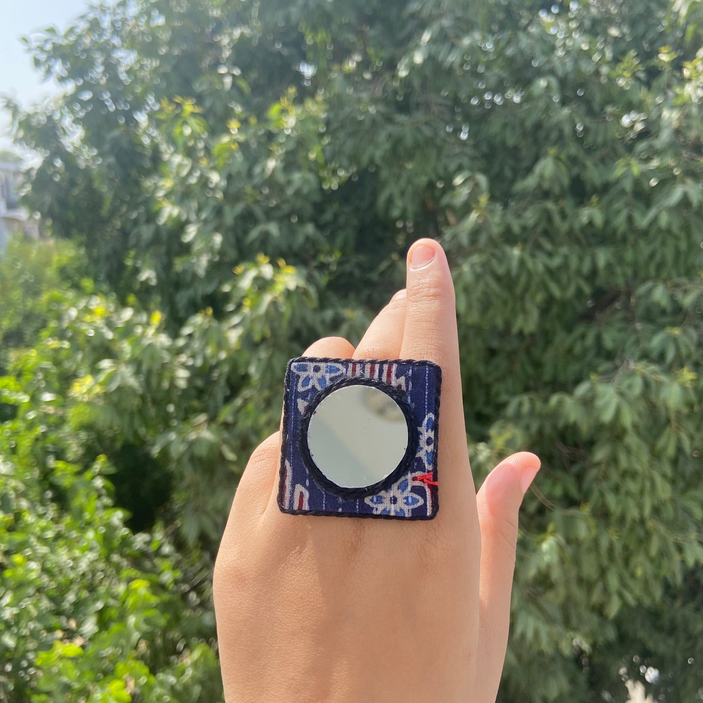 Sheesha Fabric Ring (Blue)