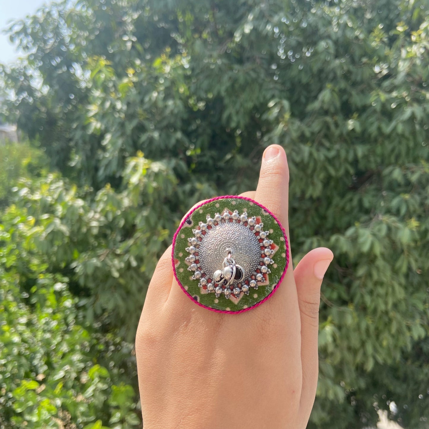Ghumar Fabric Ring (green)