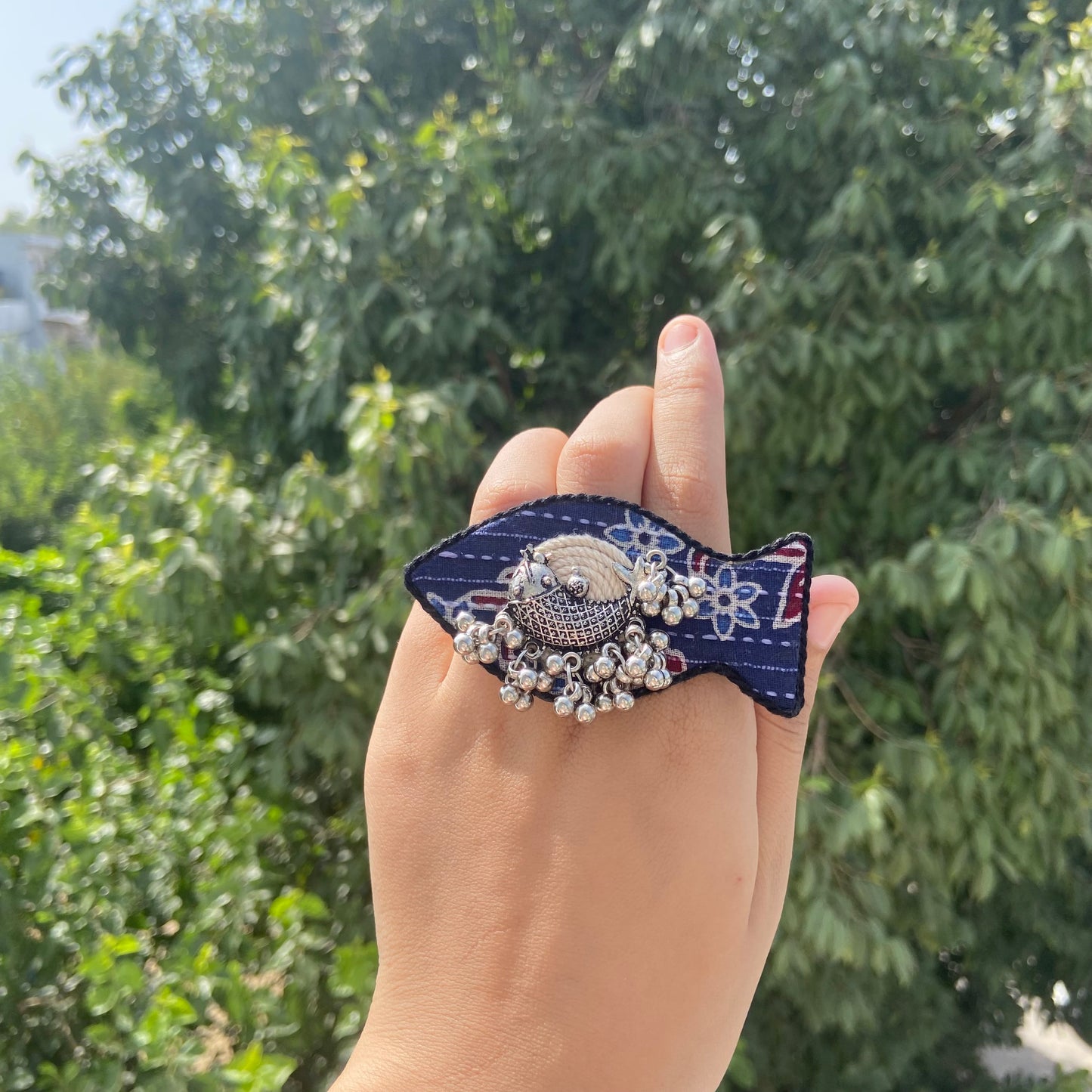 Fish Fabric Ring (blue)