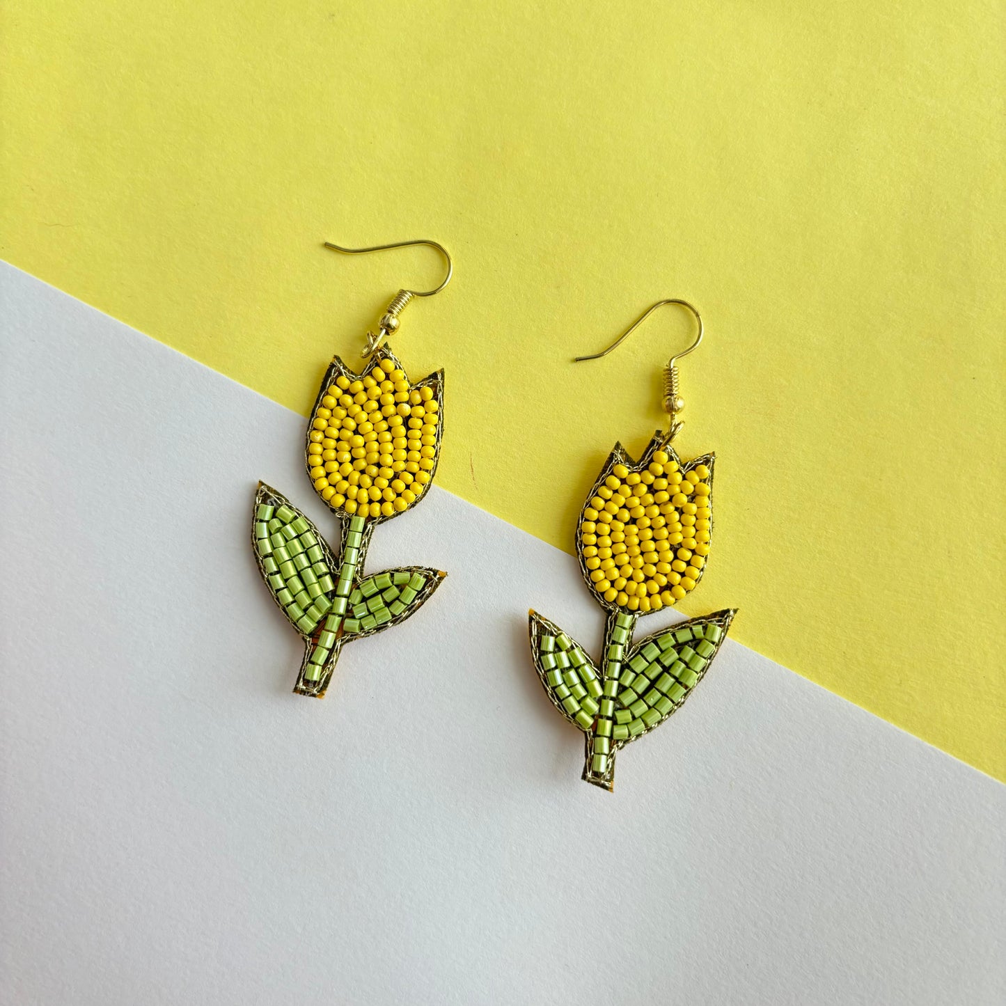 Tulip flower Handmade Beaded Earrings