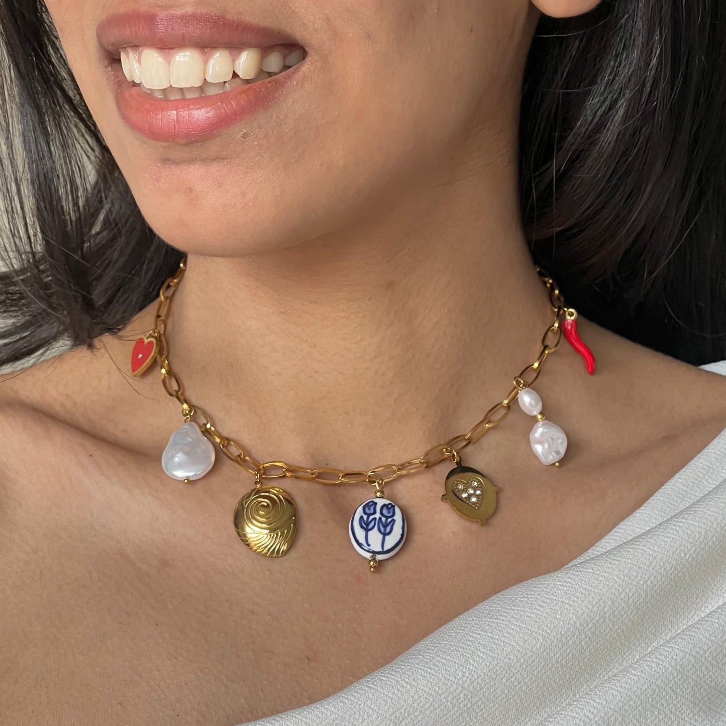 Spice & Sea Charm 18K Gold-Plated Necklace