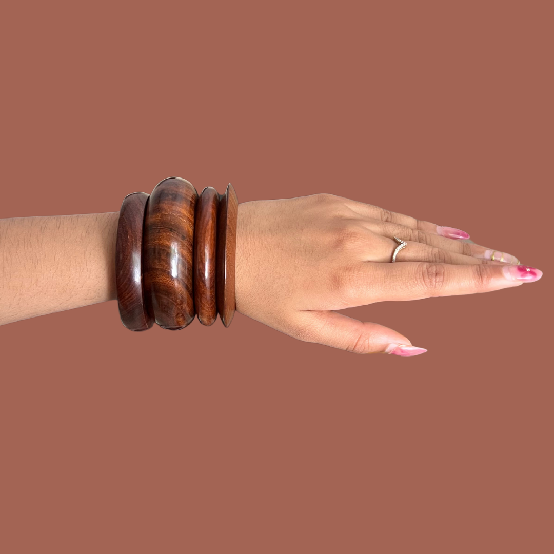 Raha Wooden Bangle Stack of 4