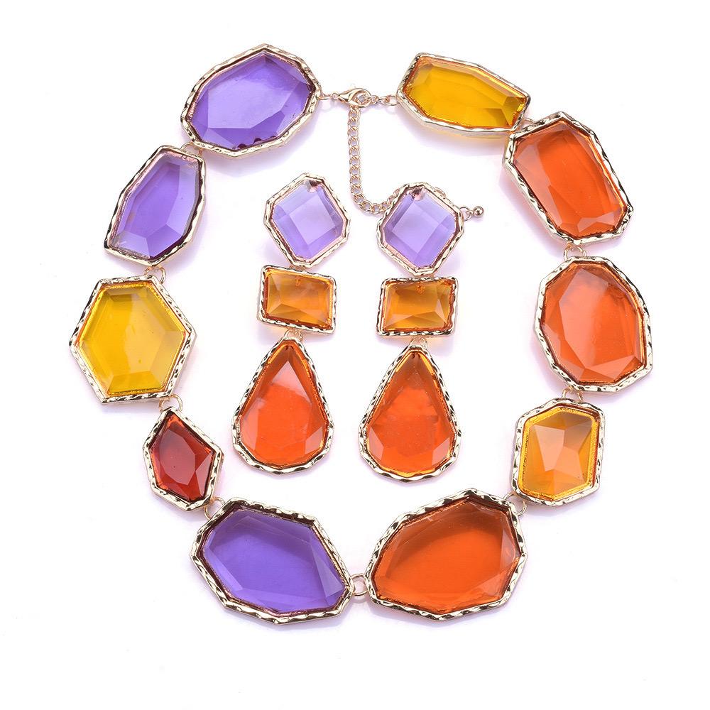 Pop Parade Alloy inlay Resin (Necklace + Earrings)