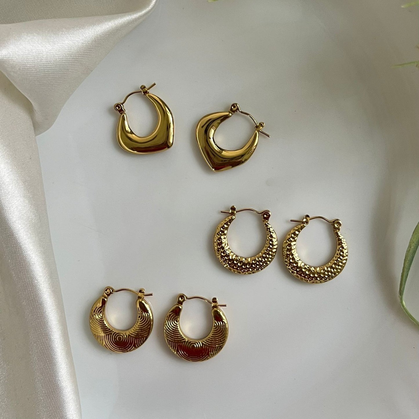 Boho Glam Gold Plated Metal Hoops