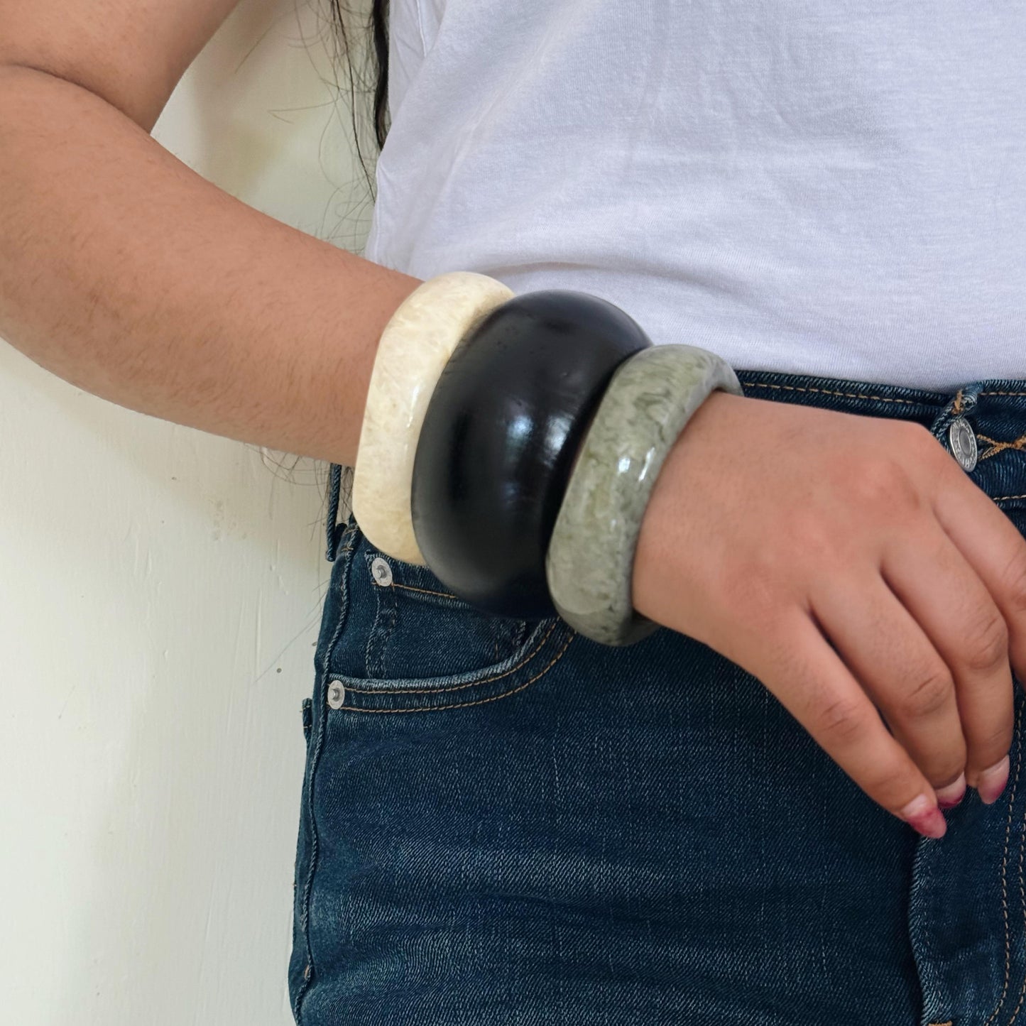 Earthly Black Wooden Bangle Combo