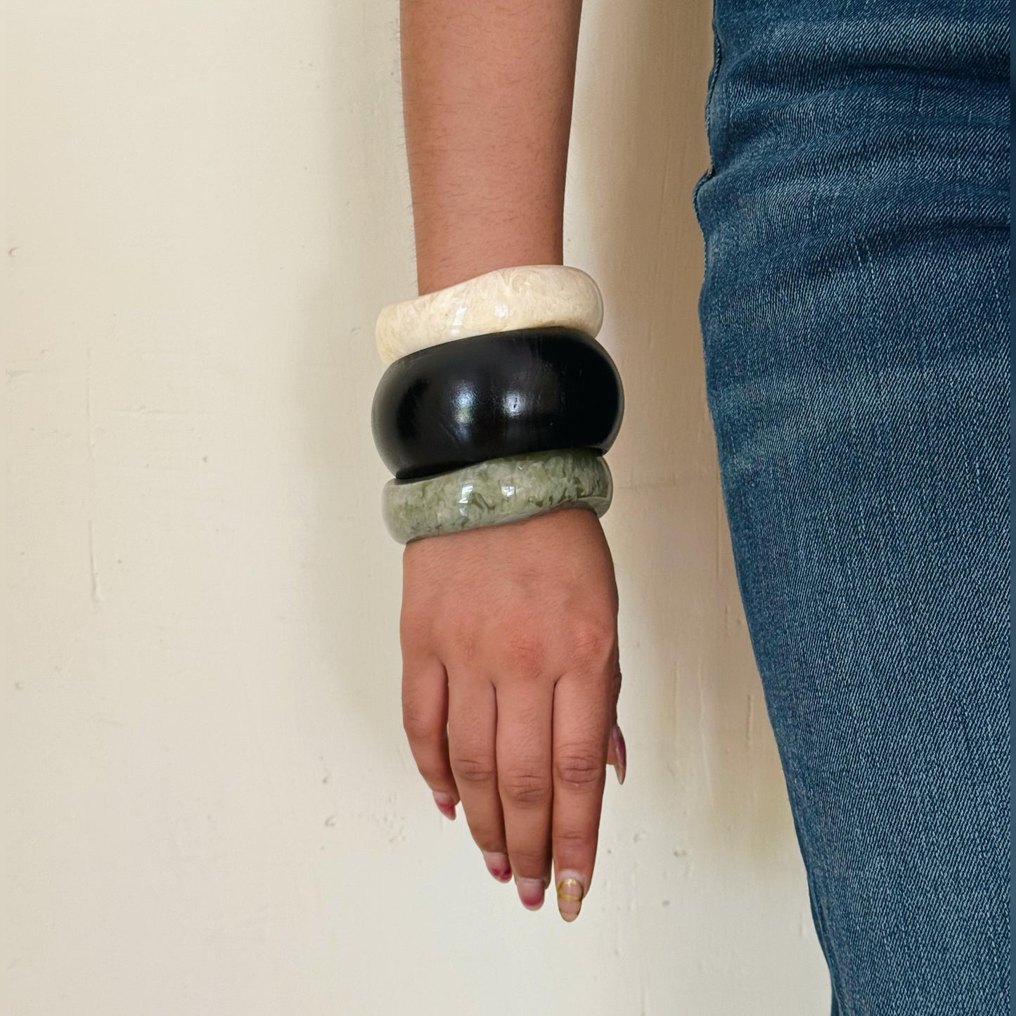 Earthly Black Wooden Bangle Combo