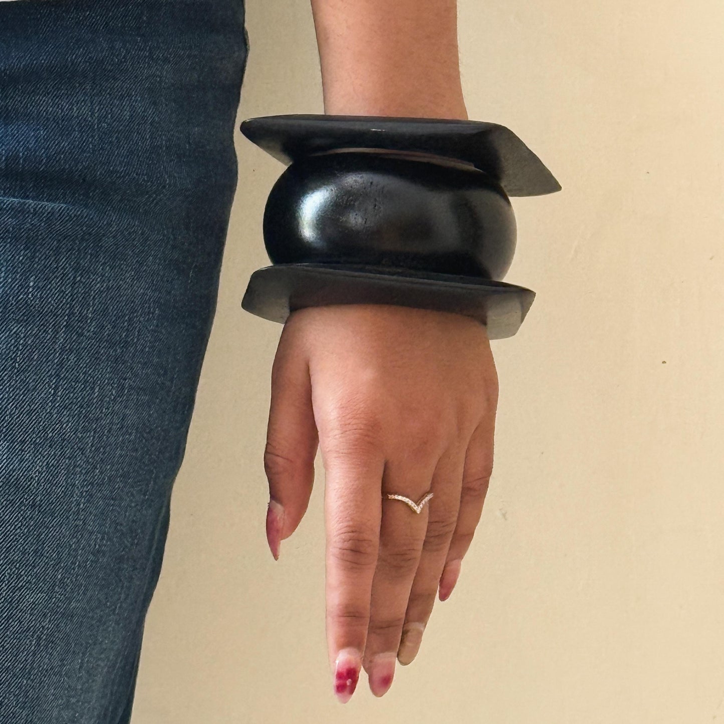 Earthly Black Wooden Bangle Combo