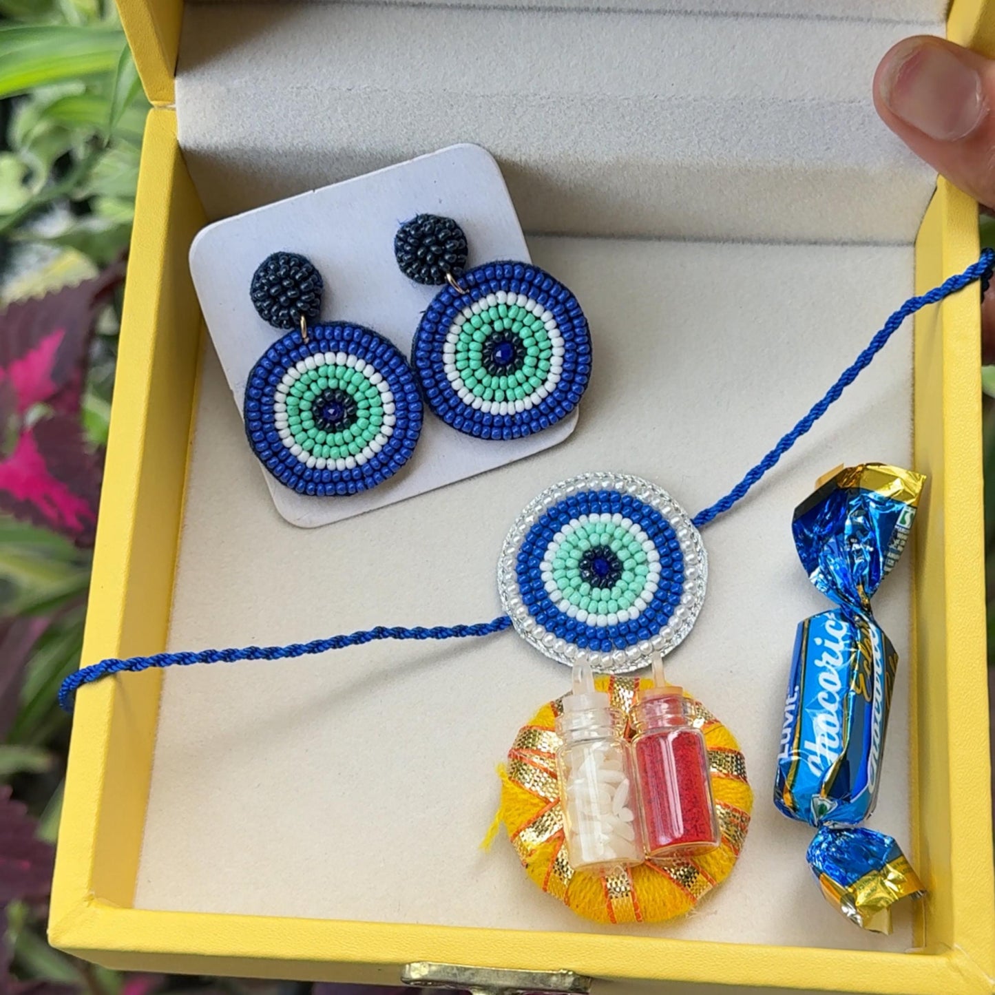 No Nazar Rakhi and Earrings Hamper