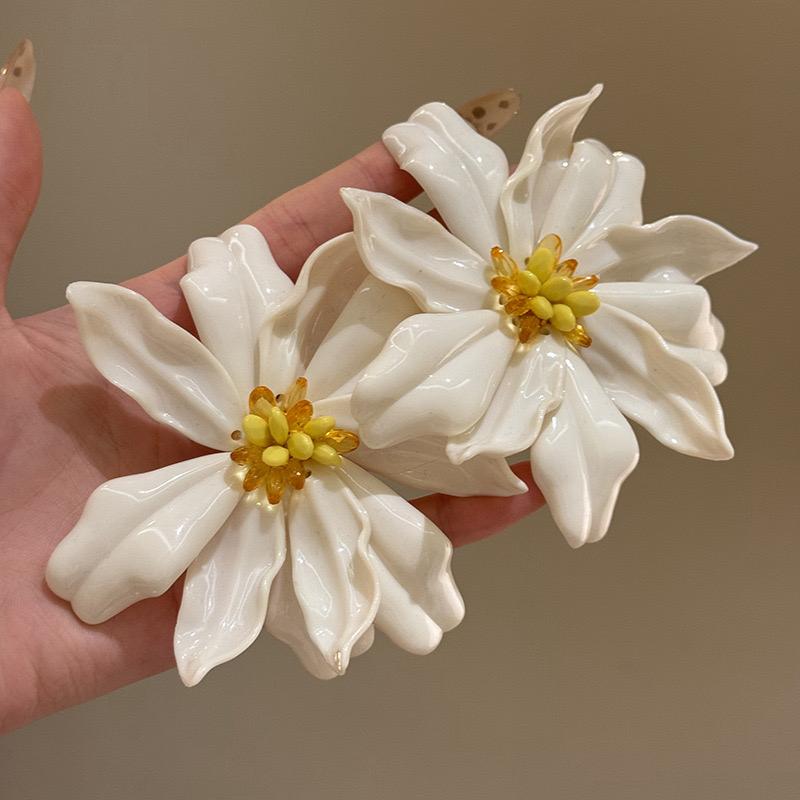 Ivory Floral Statement Earrings
