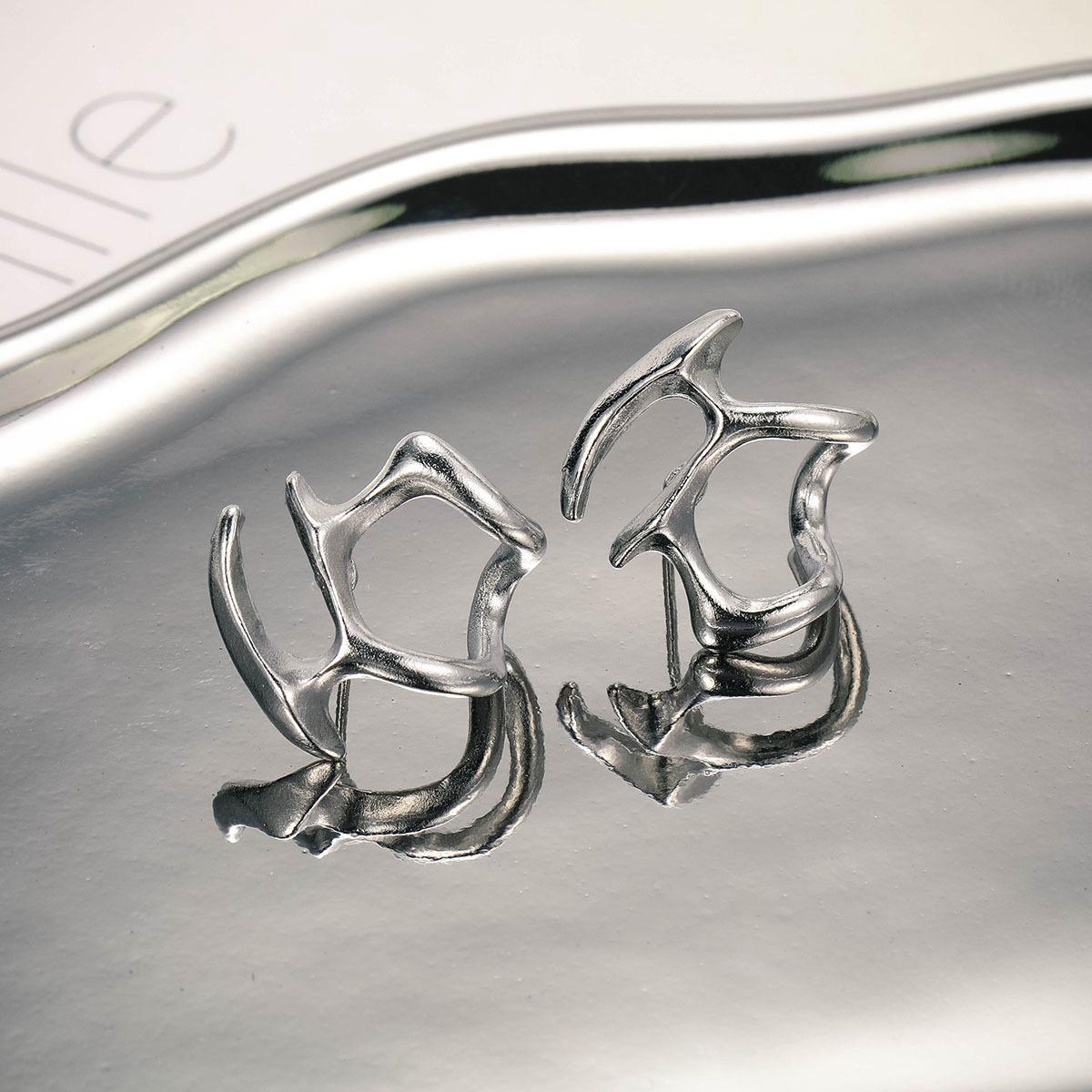 Molten Edge Silver Earrings