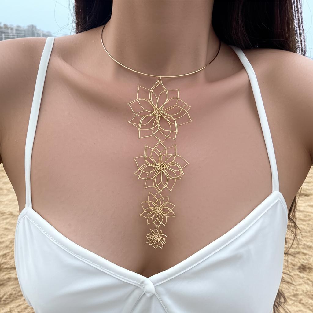 Golden Bloom Cascade Necklace