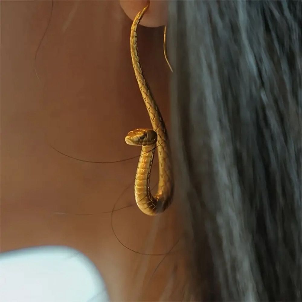 Golden Serpent Drop Earrings