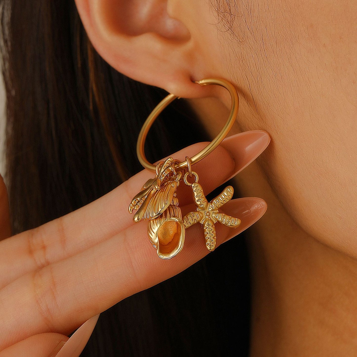 Golden Beach Hoop Earrings