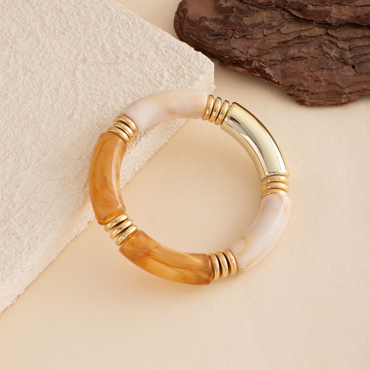 Retro Two-Tone Resin Acrylic Bracelet
